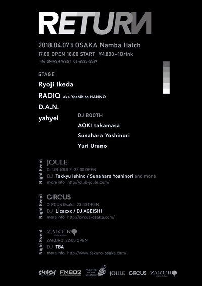 Ｒｙｏｊｉ　Ｉｋｅｄａ「いよいよ明日開催。音と光が交錯する新しい形の音楽イベント【RETURN】D.A.N./yahyelら出演」1枚目/1