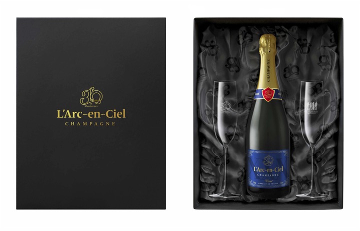 L'Arc～en～Ciel結成30周年を記念した特別仕様のシャンパン＆グラス 