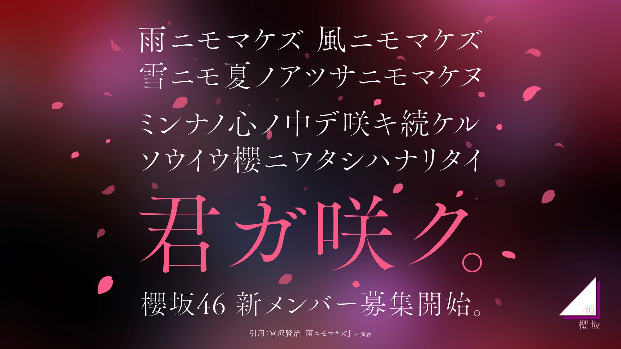 櫻坂46、新メンバーオーディション開催決定　オーディションティザー映像も公開