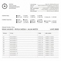 Ｍｉｋａ　Ｖａｉｎｉｏ　＋　Ｒｙｏｊｉ　Ｉｋｅｄａ　＋　Ａｌｖａ　Ｎｏｔｏ「 Ｌｉｖｅ　２００２」