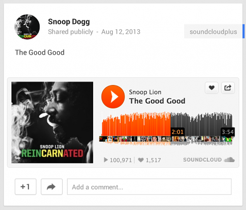 Google+にSoundCloudプレイヤーの埋め込みが可能に。