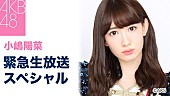 小嶋陽菜「AKB48小嶋陽菜「ファンへの重大な発表」緊急生放送スペシャル配信」1枚目/1