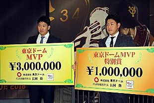 「巨人・菅野投手が２年連続「東京ド－ムＭＶＰ賞」　岡本選手は「東京ド－ムＭＶＰ特別賞」」