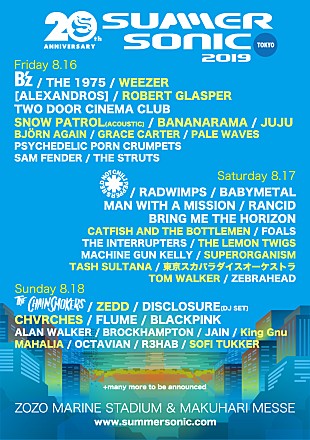 「【SUMMER SONIC 2019】追加アーティスト20組発表」