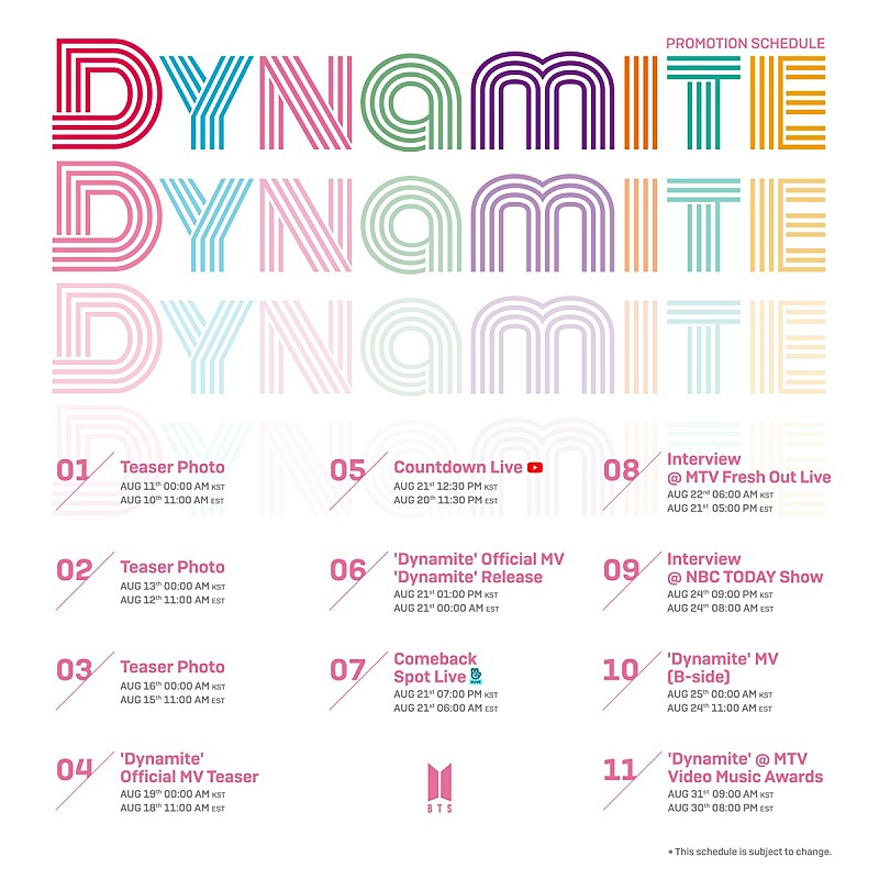 BTS、新曲「Dynamite」のプロモーション・スケジュール発表