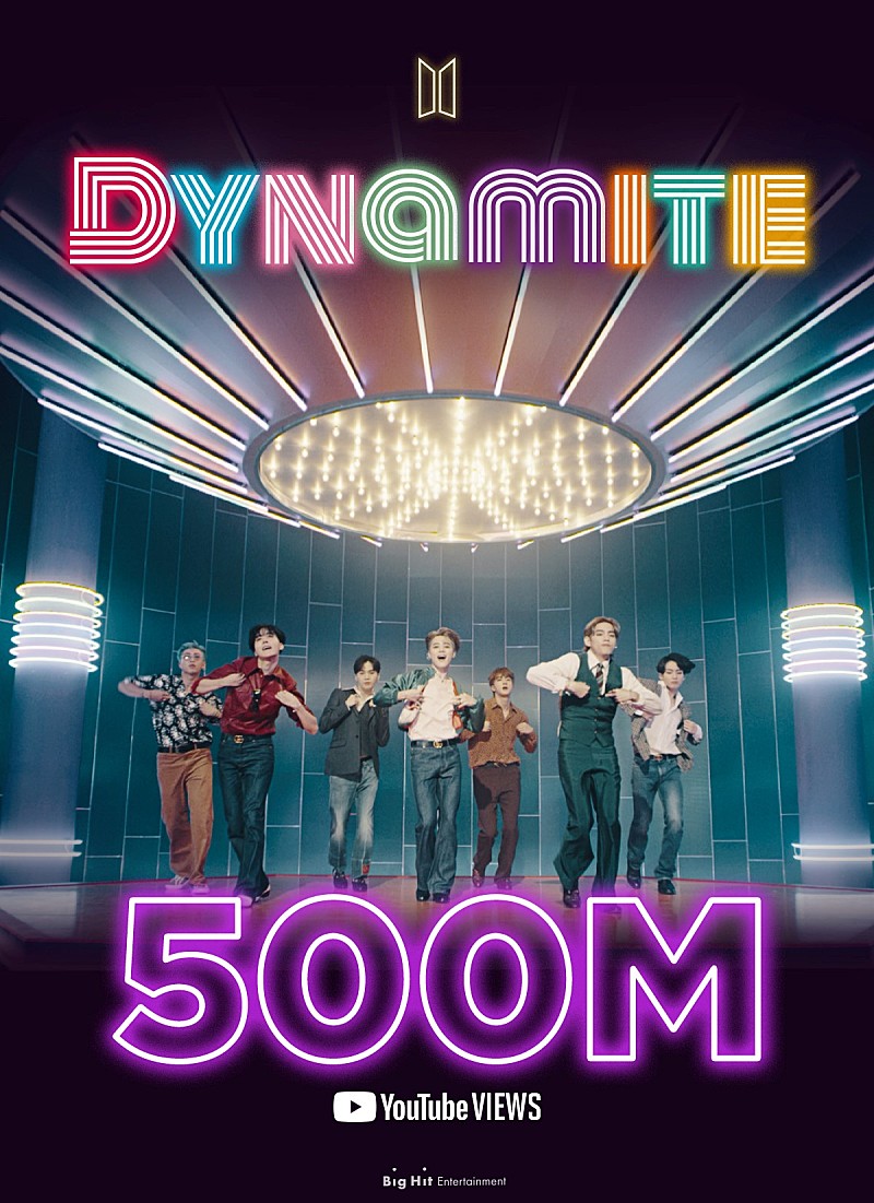 BTS、「Dynamite」MVの再生回数が5億回突破