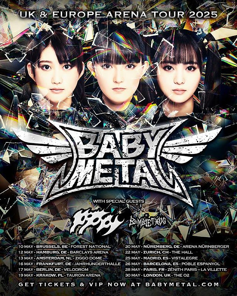 BABYMETAL「BABYMETAL、2025年5月にUK&amp;EUで自身初となるアリーナツアー開催決定」1枚目/1