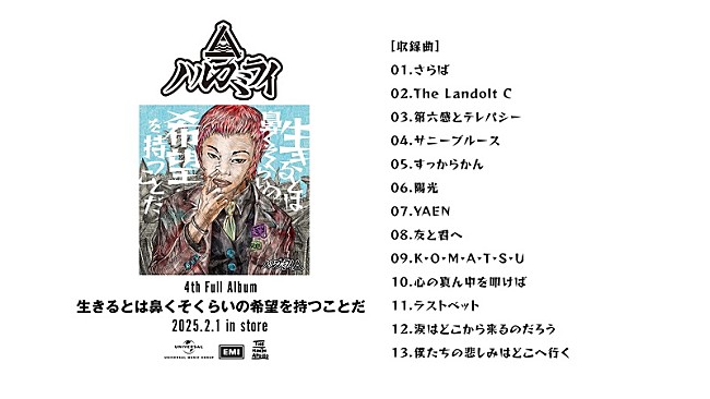 「ハルカミライ、AL『生きるとは鼻くそくらいの希望を持つことだ』全曲ダイジェスト公開」1枚目/3