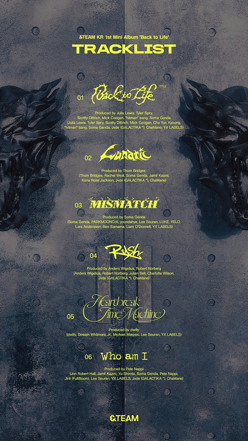 「&TEAM、韓国デビュー作品『Back to Life』トラックリストを公開」1枚目/1