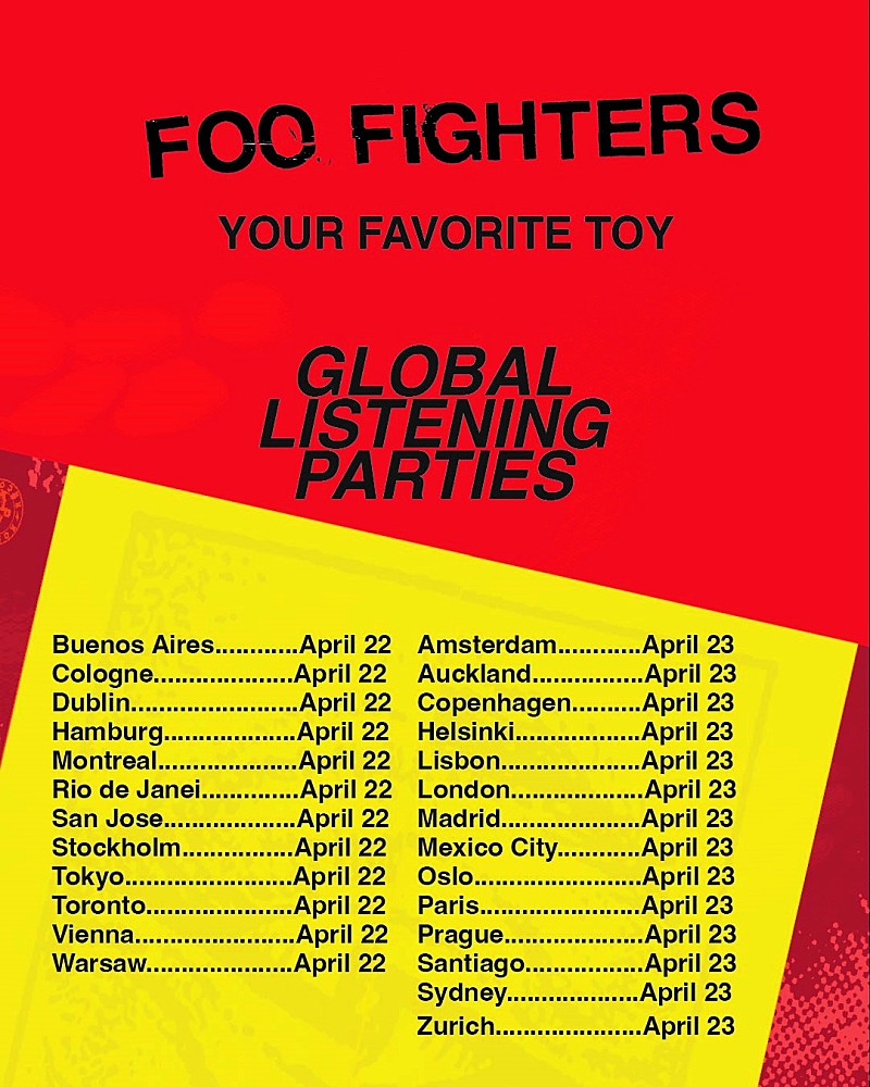 「フー・ファイターズ、ニューAL『ユア・フェイヴァリット・トイ』先行リスニング・パーティーが日本開催」1枚目/2