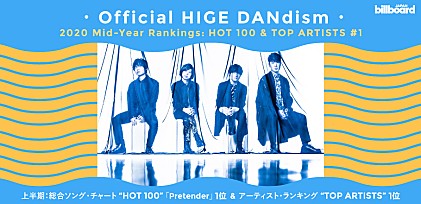 Official髭男dism、Billboard Japan上半期“HOT 100”＆TOP Artists 首位記念インタビュー